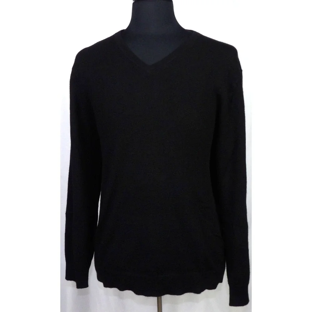 Jos. A. Bank Traveler's 100% Cashmere‎ Black V-Neck Sweater Men's XL
